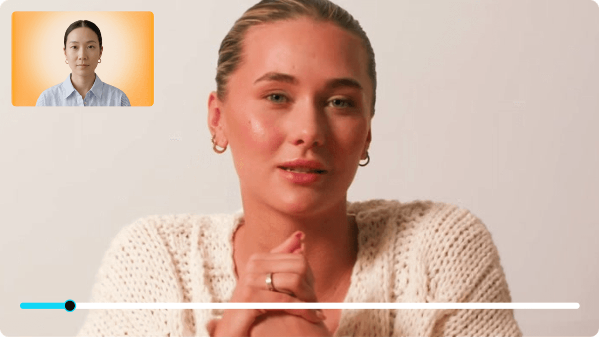 Mock interview video call showing AI interviewer and candidate